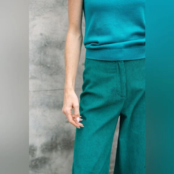 Julia amory pant cord in verdigris Small NWT wide leg corduroy - Picture 4 of 11